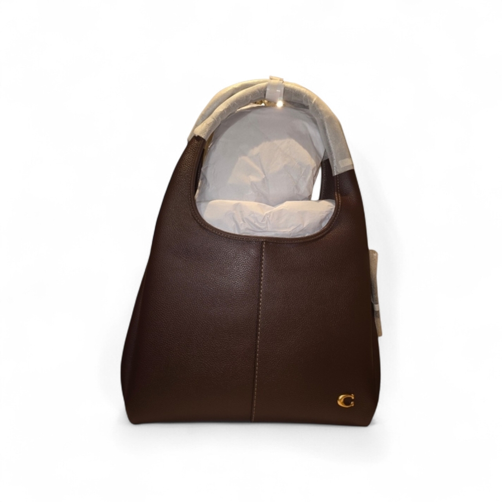 Coach Lana Large Brown Leather Hobo Bag with Gold Accent - Picture 3 of 15